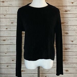 Vintage Brooks Brothers preppy classic gothic black chenille sweater Size Large